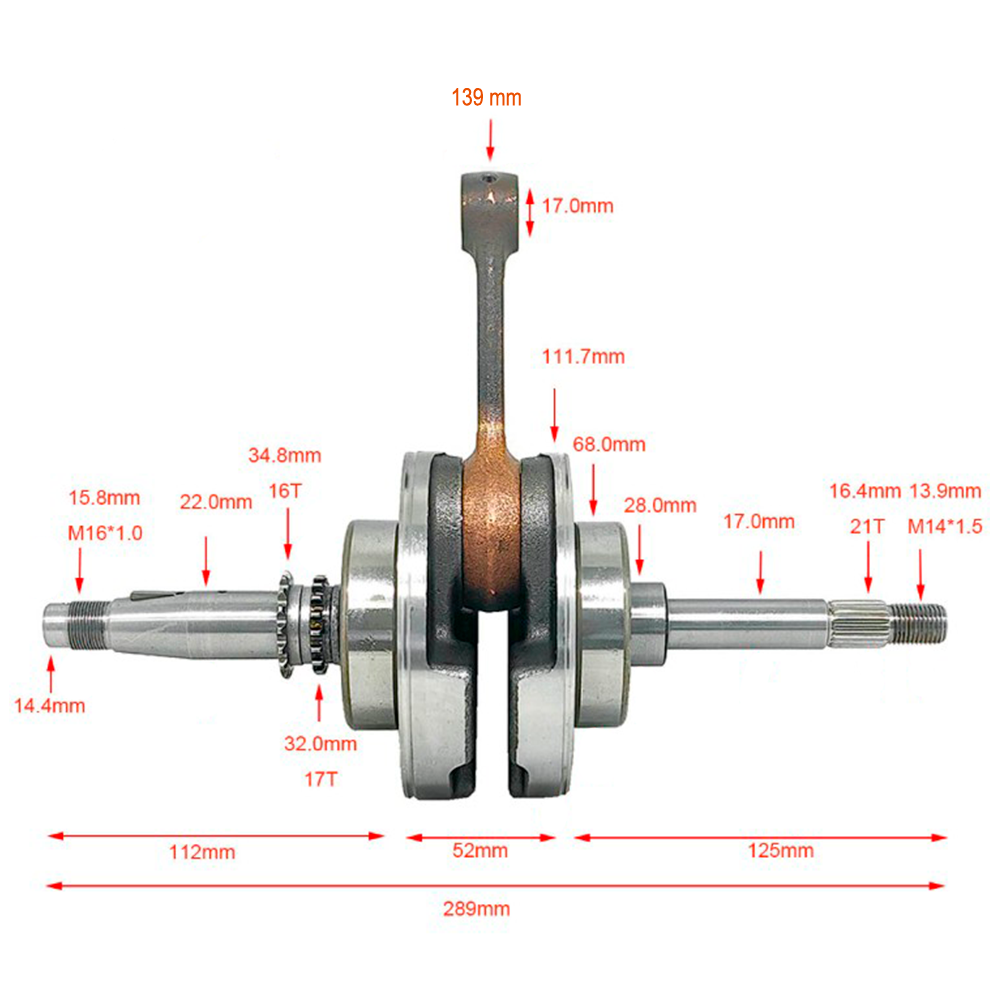 Cambota + Biela, (cav 17mm), CF250 172MM