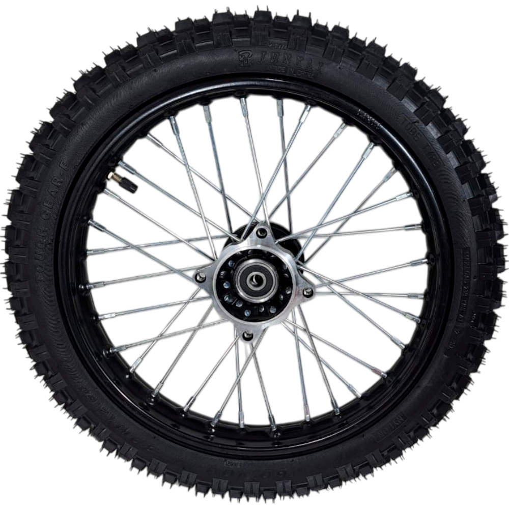 Jante Dianteira + Pneu 60/100-14 (1.40x14", Eixo 12mm) - Pitbike