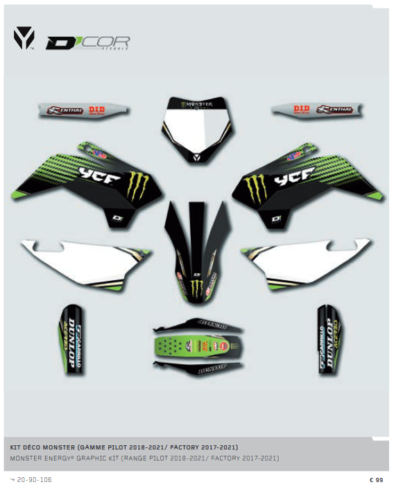 Kit autocolantes,  Monster YCF (Pilot 2018-2021 / Factory 2017-2021) / Pitbike