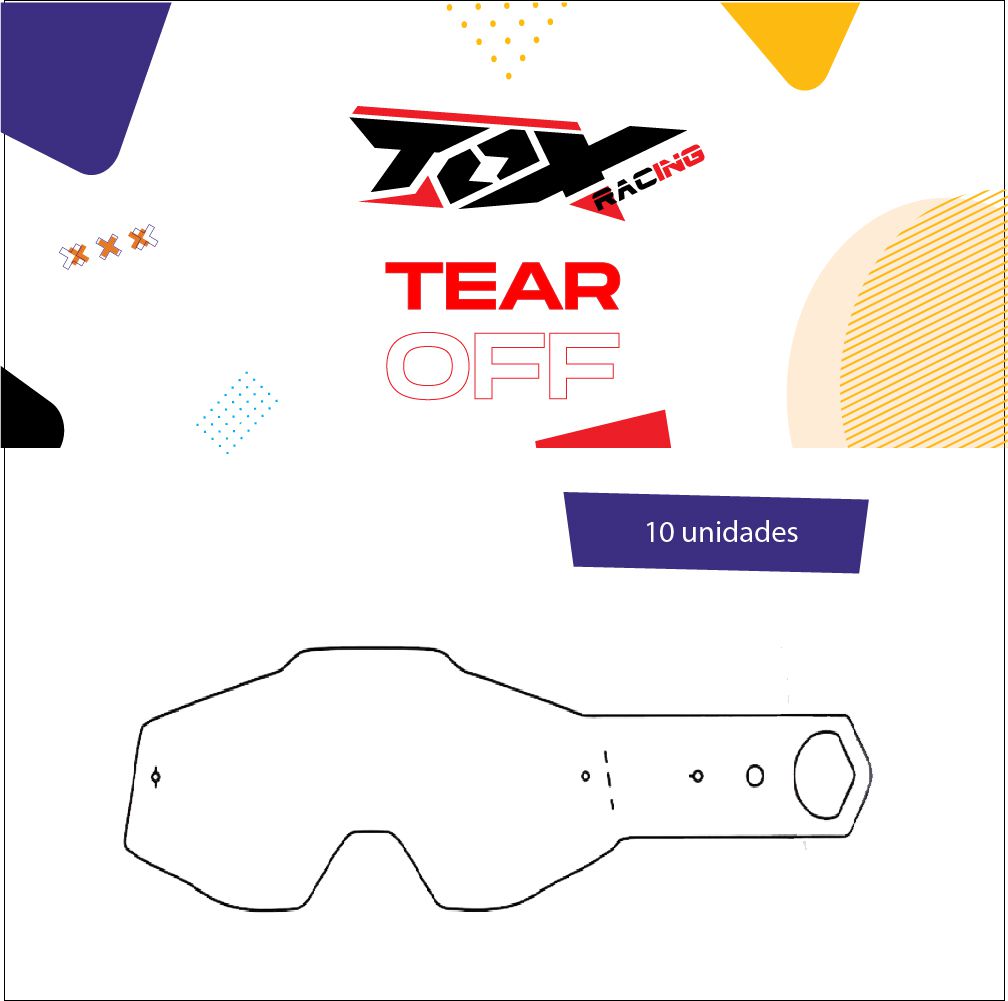 Tear-off 0.3mm p/ oculos Adulto offroad, Tox racing (10 unidades)