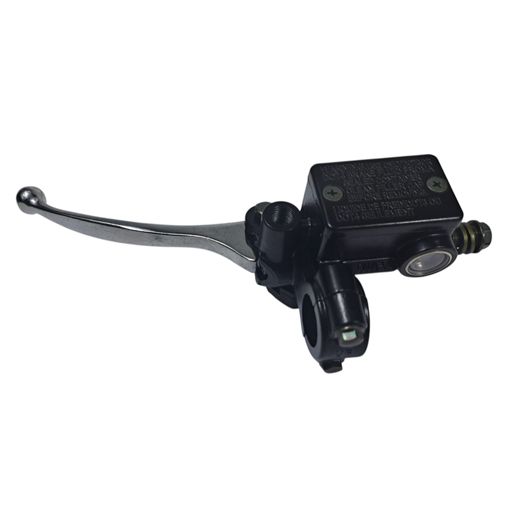 Bomba de travao TRAS (ESQ) - ROSCA Espelho M10 / BANJO M10 - Preta c/ manete CROMADA - SCOOTER UNIVERSAL