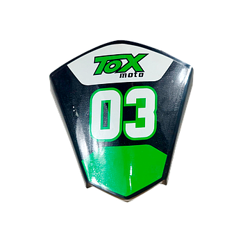 Placa de numero (dianteira) - Tox VR 50 (QD03 / E-QD03L / QD07 /QD06) mini-ATV 49 (c/ autocolante verde)